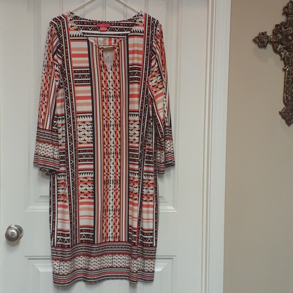 Beautiful peach, black and gold dress